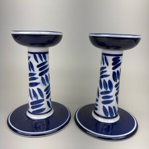 Vintage Blue and White Dansk Candleholders